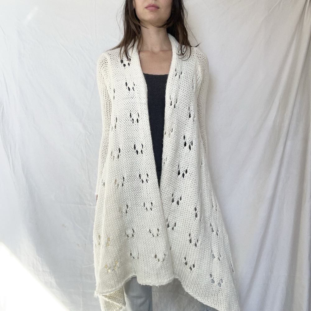 2000s Bebe Open Knit Wool Blend Cardigan Soft Girl Y2K Cottagecore Boho